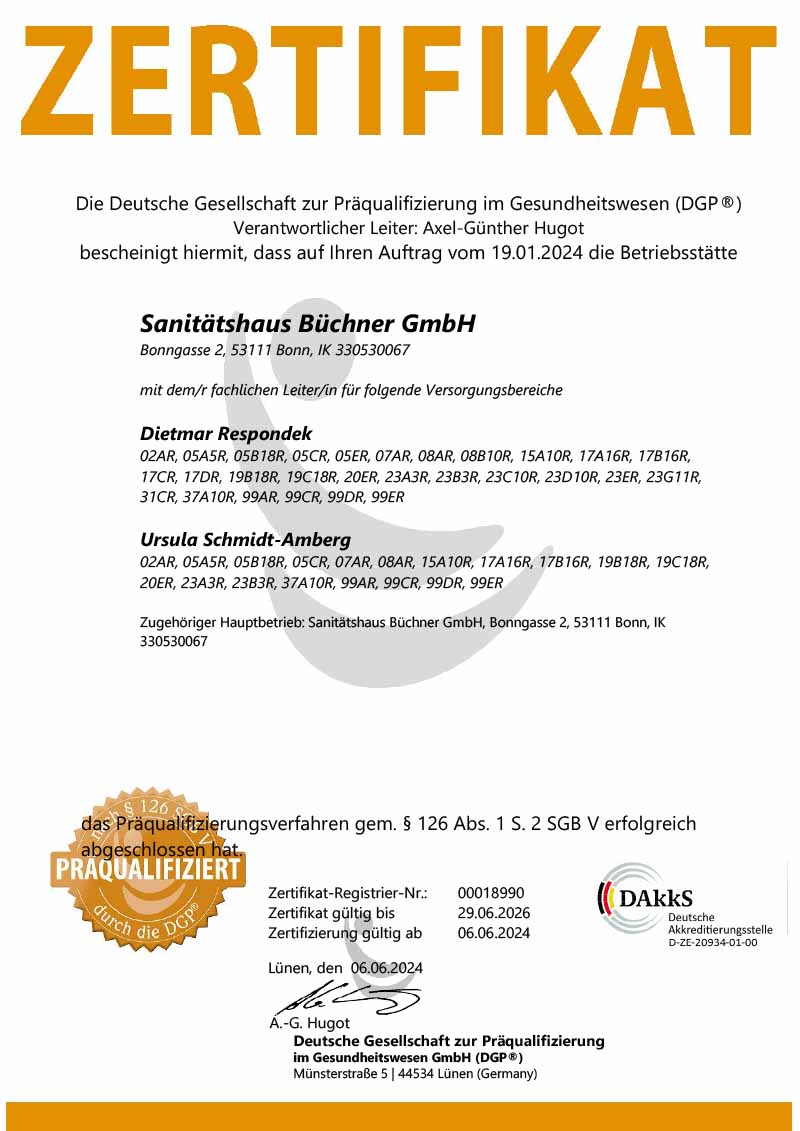 Sanitätshaus Büchner - Zertifikat Präqualifizierung